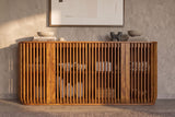 Sideboard SCULPTURA 170cm offene Lamellenfront abgerundete Kanten Mangoholz braun