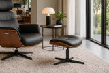 Hocker VOGUE drehbar 360° Pappel furniert Kunstleder schwarzbraun