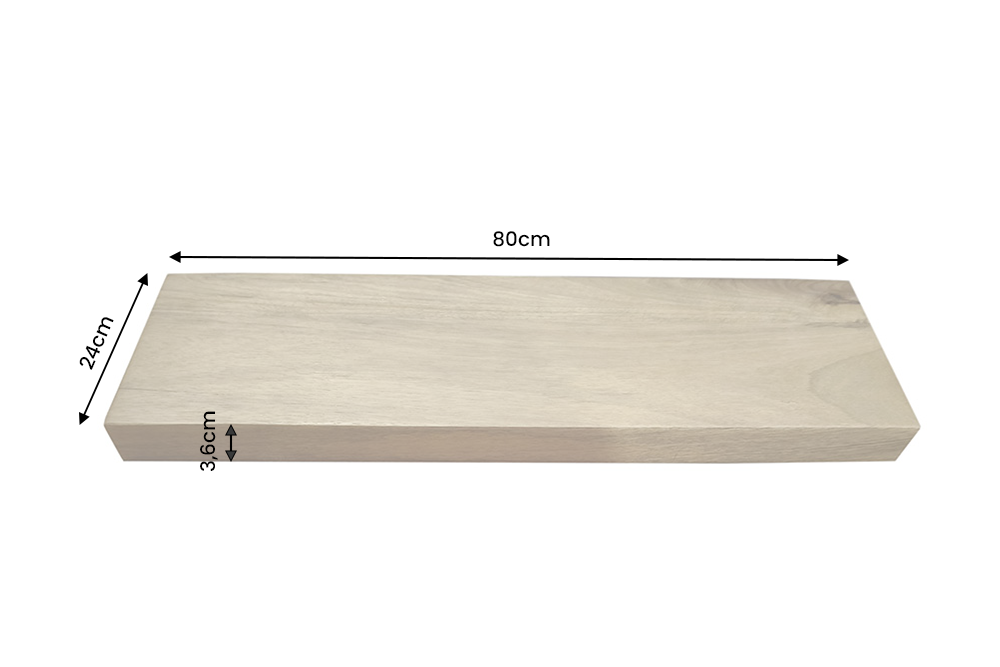 Wall shelf PURE 80cm mango wood natural cream finish