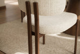 Stuhl BELLANO Chenille cremig beige nussbaumfarben