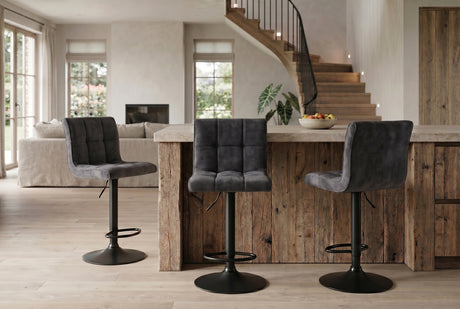 Bar stool MODENA 92-116cm 360° rotatable velvet anthracite w/ black metal frame