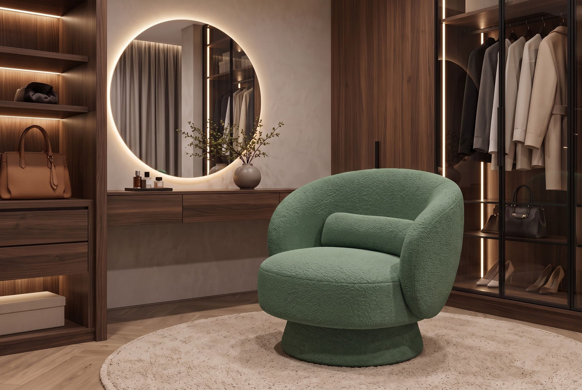 Armchair BOSSA NOVA 360° rotatable bouclé green