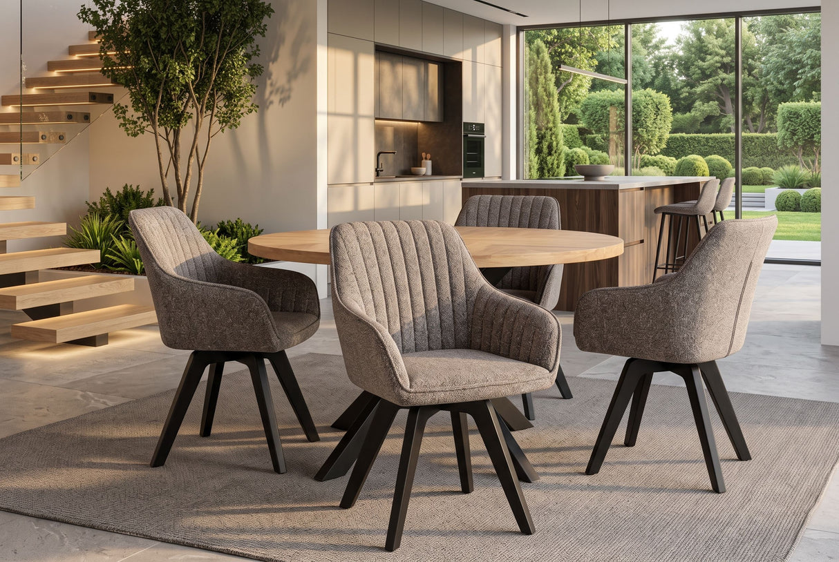 Swivel chair LIVORNO 180° auto-return w/armrests microfibre taupe