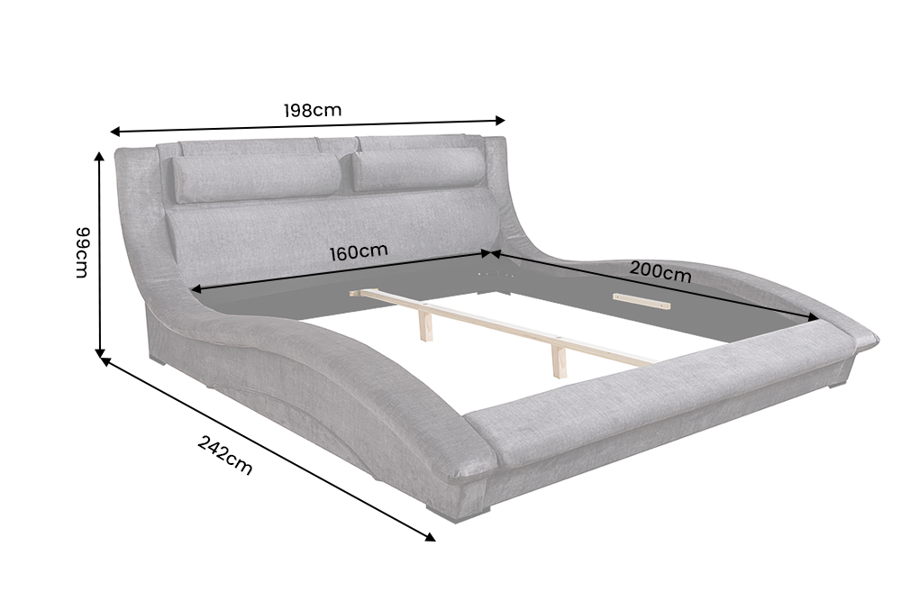 Bed SWING 160x200cm vogue velvet grey
