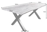 Dining table WILD 160cm table top 50mm whitewashed wild oak look grey