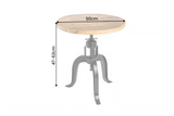 Beistelltisch ENGINEER 50cm höhenverstellbar Mangoholz natur mit schwarzem Gestell - Industrial Design
