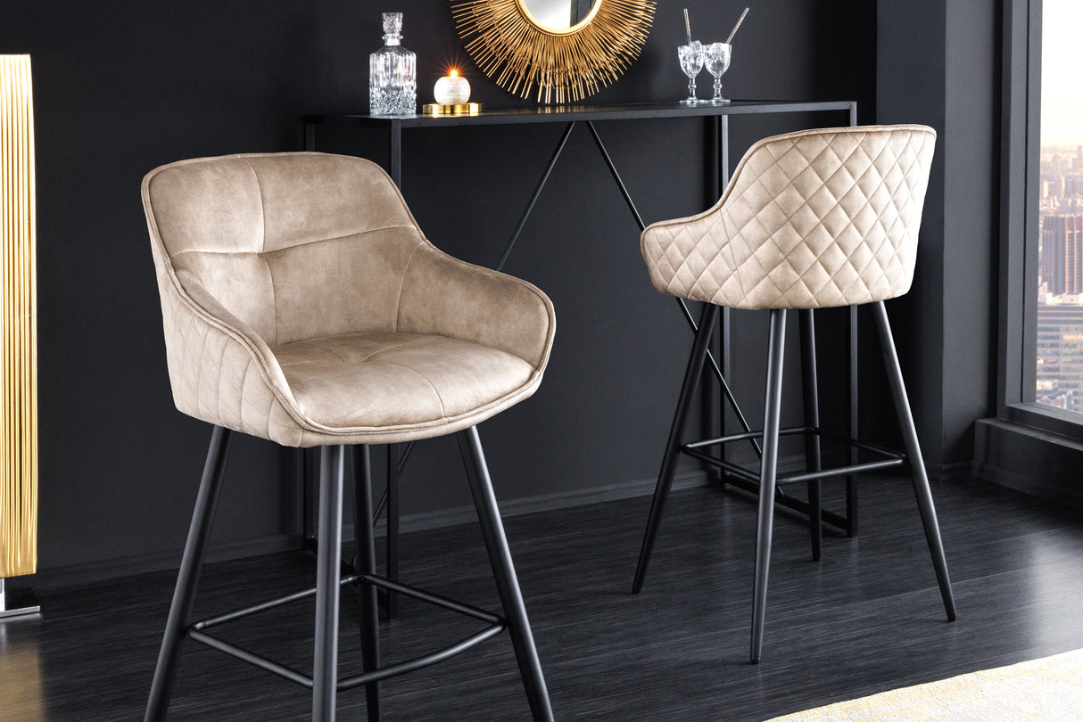 Bar chair EUPHORIA 74cm velvet champagne greige