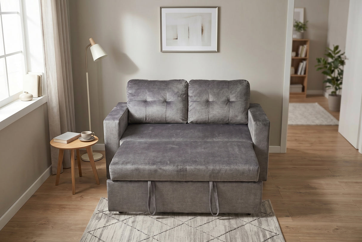 Schlafsofa SMART 140cm 2-Sitzer Samt grau