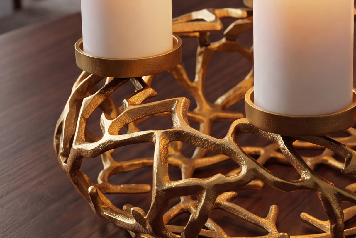 Candleholder ABSTRACT 38cm 4 flames gold