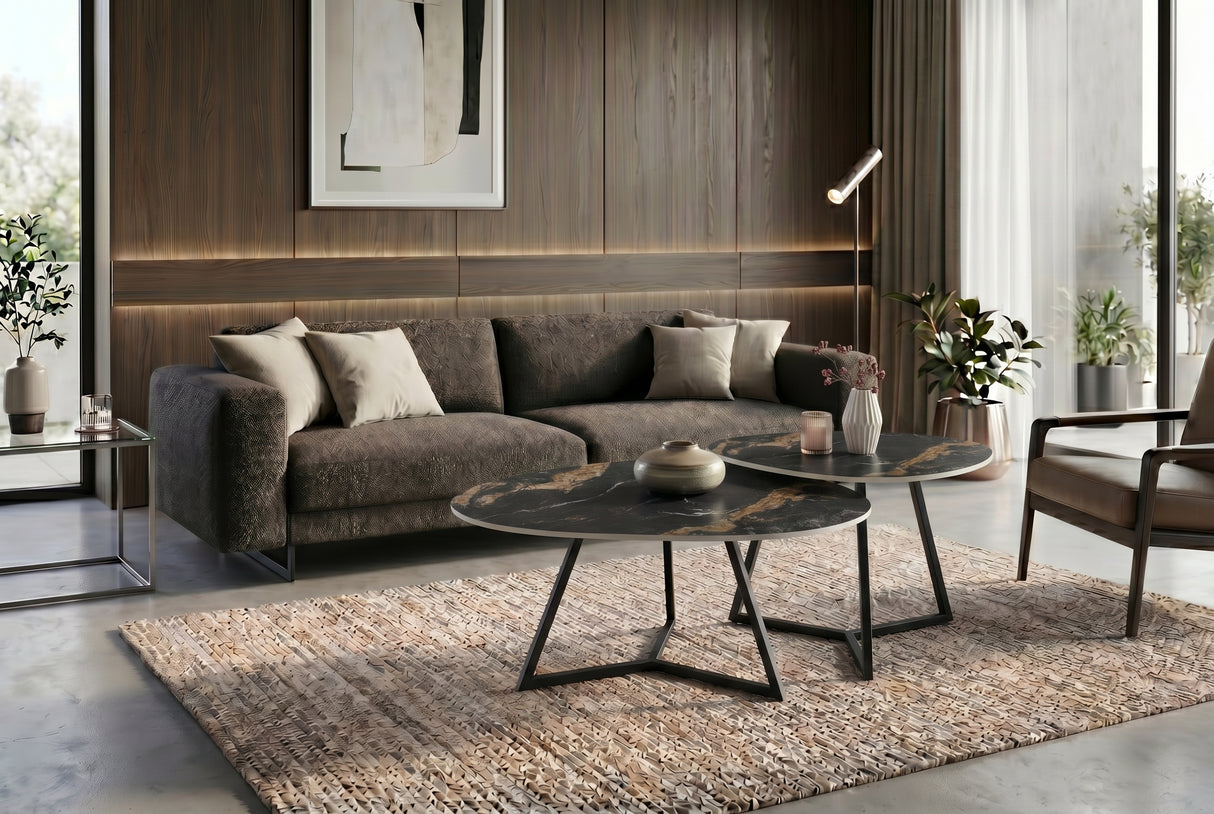 Coffee table MARVELOUS 70cm aurora oro ceramic black gold sand