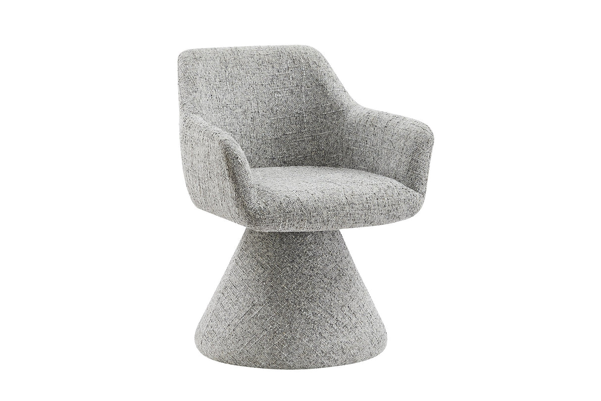 Swivel chair AMBIENTO 180° w/ armrests chenille fabric grey auto-return