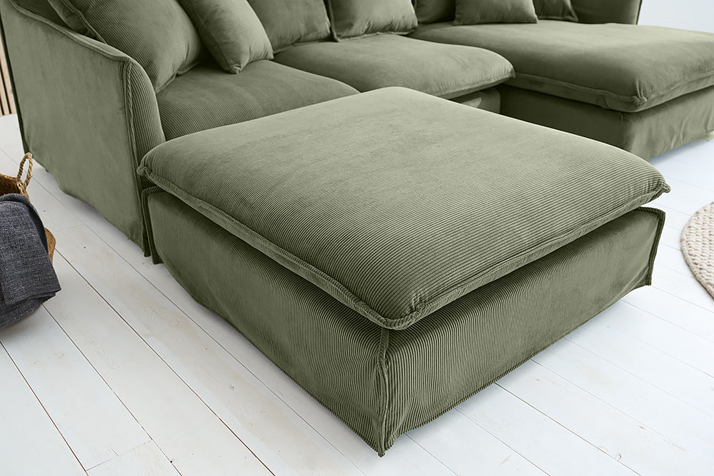 Hocker HEAVEN 100cm, abnehmbarer Bezug, Kordel grün