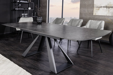 Dining table CONCORD 180-230cm extendable marble look graphite ceramic tempered glass