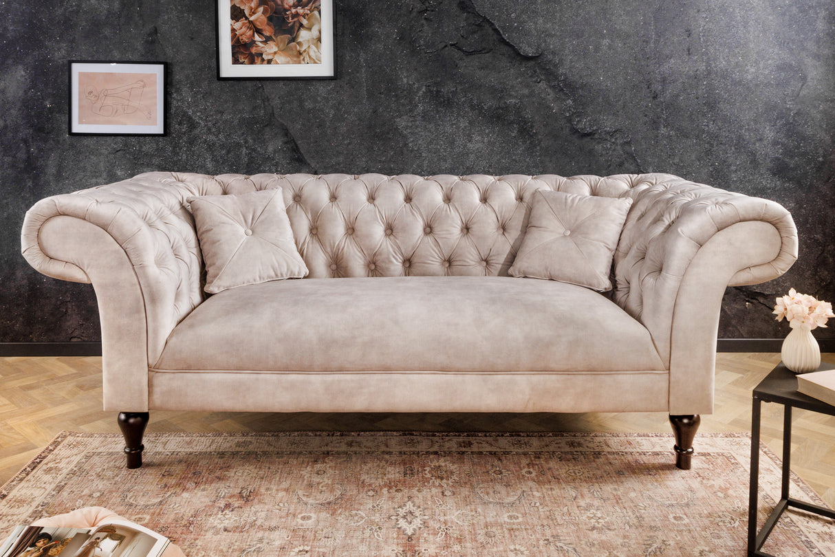 Sofa PARIS CHESTERFIELD 225cm velvet champagne