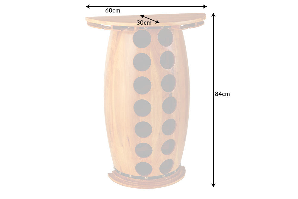 Weinregal halb BODEGA 85cm für 14 Flaschen und 6 Gläser Kiefernholz
