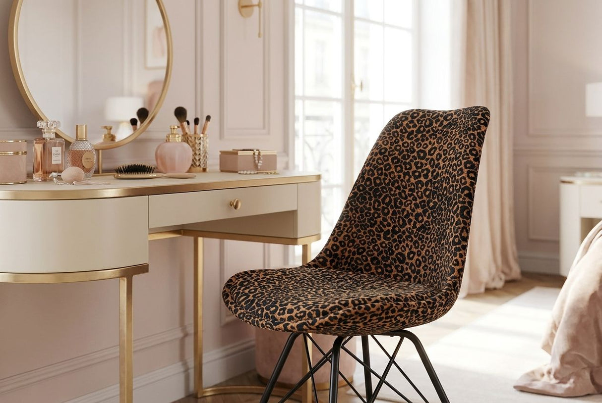 Chair SCANDINAVIA MEISTERSTÜCK leopard pattern brown black