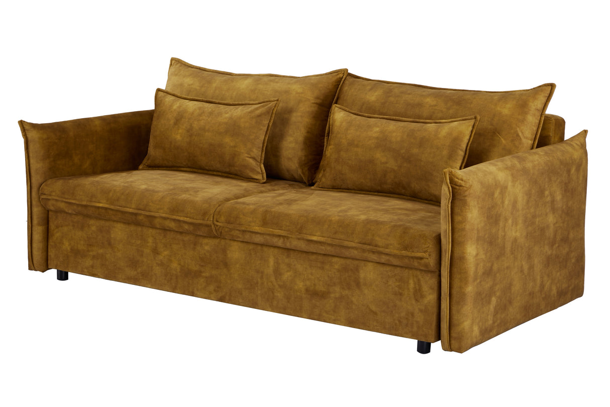 Schlafsofa APARTMENT 215cm 3-Sitzer Samt senfgelb