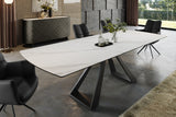 Dining table CONCORD 180-230cm extendable marble look white ceramic tempered glass