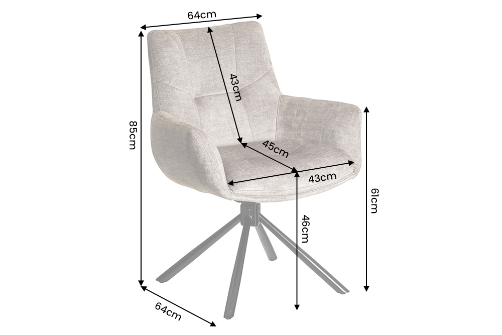 Drehstuhl SIGNATURE 360° drehbar m. Armlehnen Federkern Samt taupe