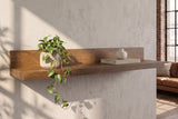 Wandregal MAKASSAR 140cm Mangoholz honigfarben lackiert
