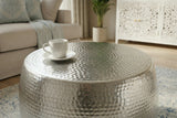 Coffee table ORIENT 60cm hammer stroke effect silver