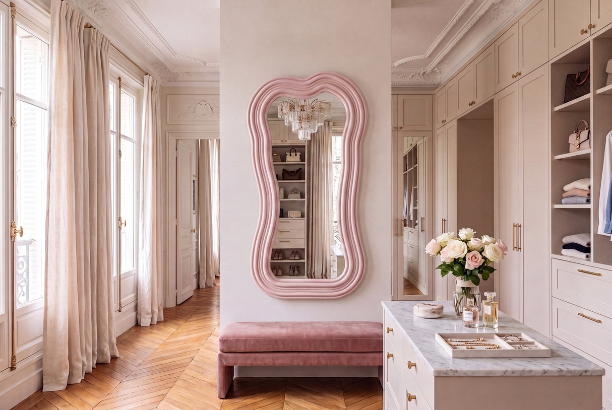 Wall mirror ALICE II 100cm pink