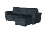 Schlafsofa APARTMENT 245cm 3-Sitzer mit Ottomane und Stauraum Strukturstoff grau