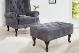 Foot stool CHESTERFIELD antique look microfibre grey