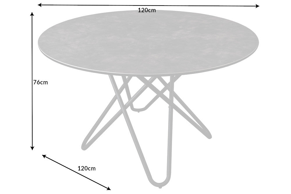 Table à manger CIRCULAIRE Ø 120cm céramique anthracite
