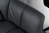Swivel chair PAPILLON rotatable 180° with armrests leather black