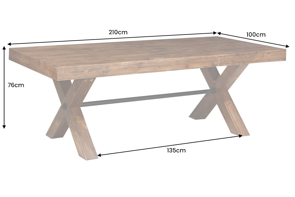 Esstisch GOLIATH 210cm Kiefernholz natur schwarz