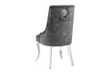 Chair MODERN BAROCK DELUXE w/ silver legs and lion´s head velvet grey