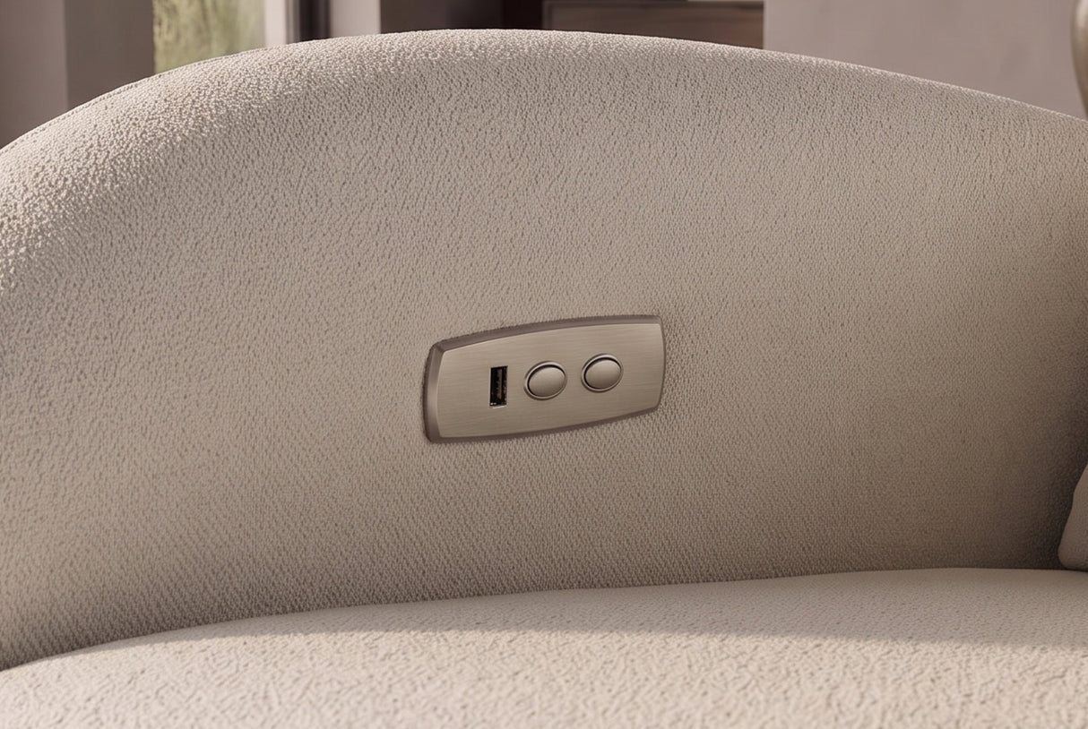 Cinema armchair PRIORITY 360° rotatable electrically adjustable w/ USB port textured fabric beige