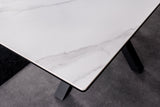 Dining table ETERNITY 160-200cm white marble look ceramic with tempered glass