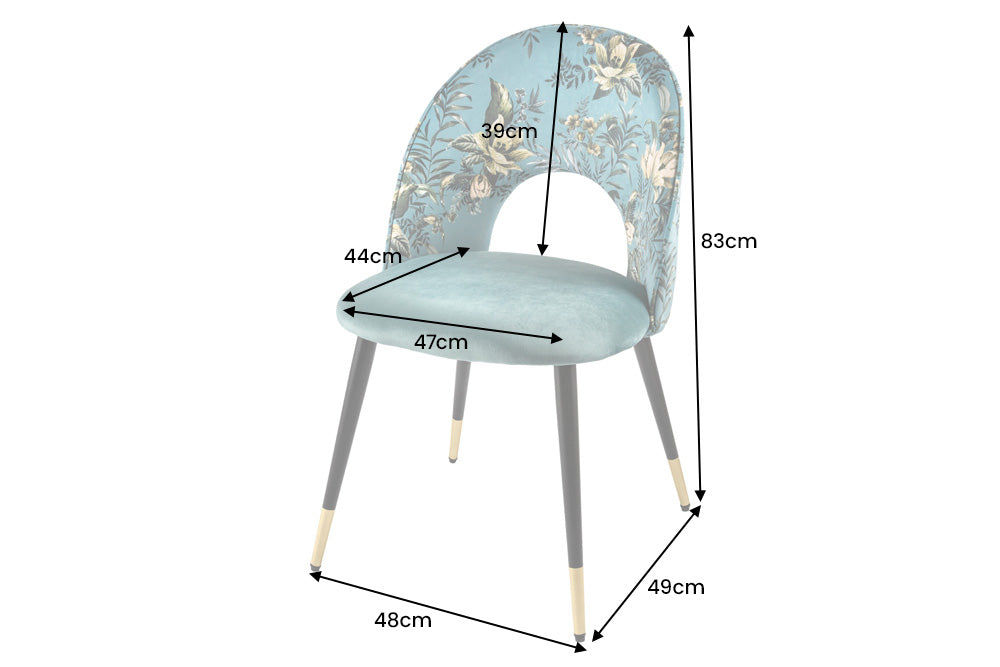 Chair PRÊT-À-PORTER BOUTIQUE velvet turquoise w/ golden foot caps