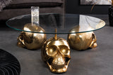 Coffee table SKULL 90cm gold 8mm tempered glass