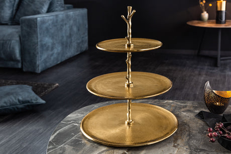 Etagere ABSTRACT 50cm 3 Tabletts gold