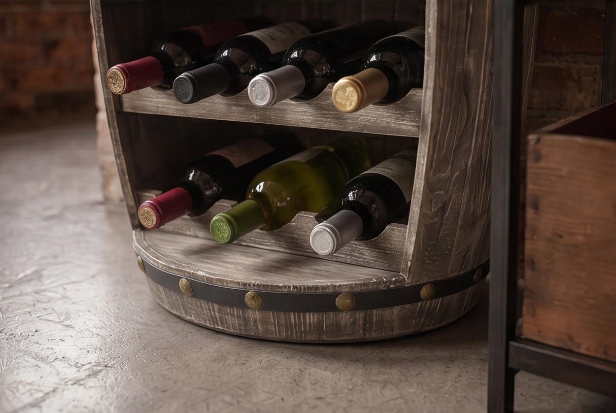 Weinregal BODEGA 60 cm für 14 Flaschen, Tannenholz, graubraun