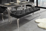 Bench MODERN BAROCK 170cm stainless steel legs silver velvet black