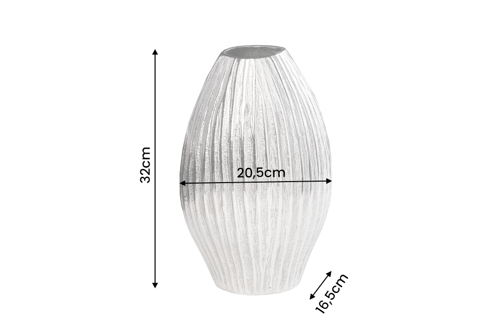 Decor Vase ELEGANCE 30cm with hammer stroke effect silver