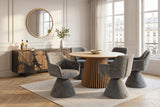 Swivel chair AMBIENTO 180° auto-return w/ armrests chenille grey