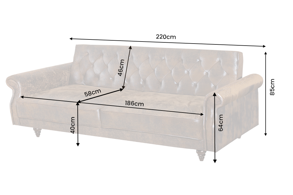 Sofa bed MAISON BELLE AFFAIRE 220cm microfibre antique brown