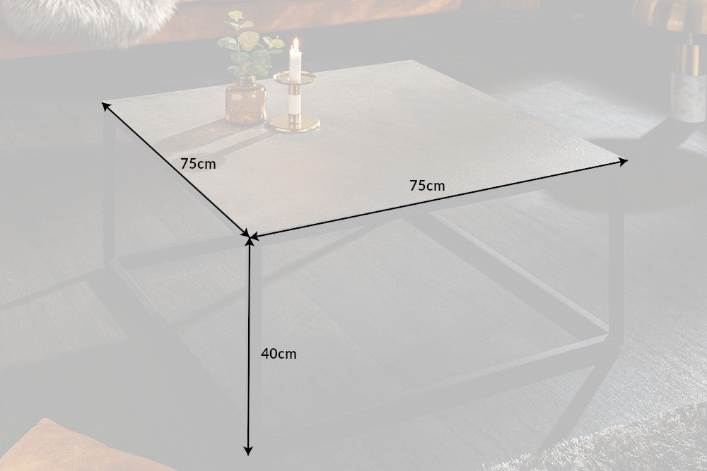 Couchtisch SYMBIOSE 75cm Zementoptik Keramik mit gehärtetem Glas