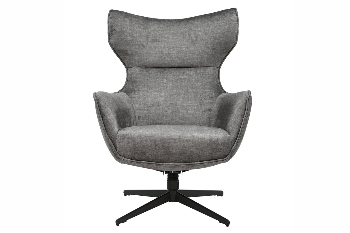 Sessel VOGUE 360° drehbar Samt grau mit schwarzem Metallgestell