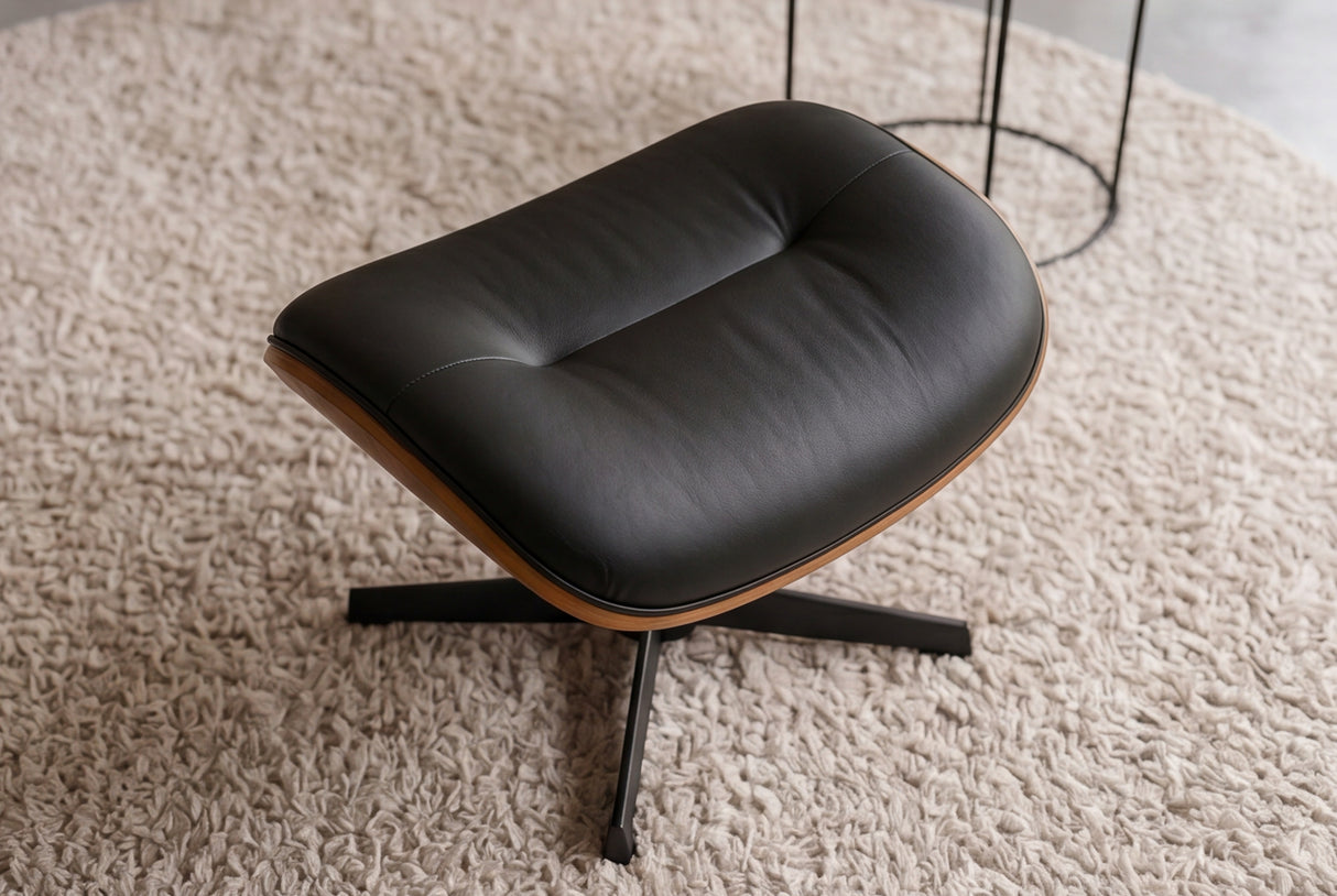 Hocker VOGUE drehbar 360° Pappel furniert Kunstleder schwarzbraun