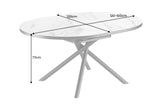 Dining table MIKADO 120-160cm round extendable marble look white ceramic tempered glass