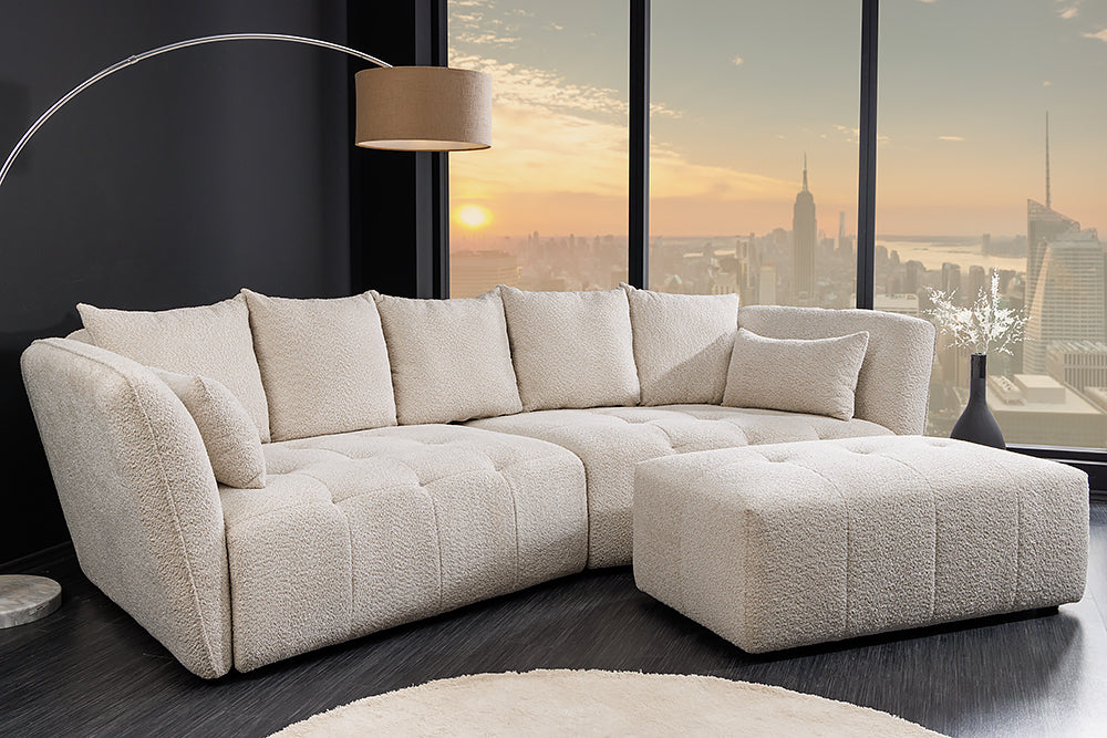 Sofa ROYAL 120cm Federkern Bouclé Champagnerbeige