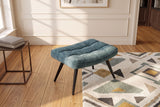Stool SCANDINAVIA 40cm stitched seat velvet petrol w/ black metal legs