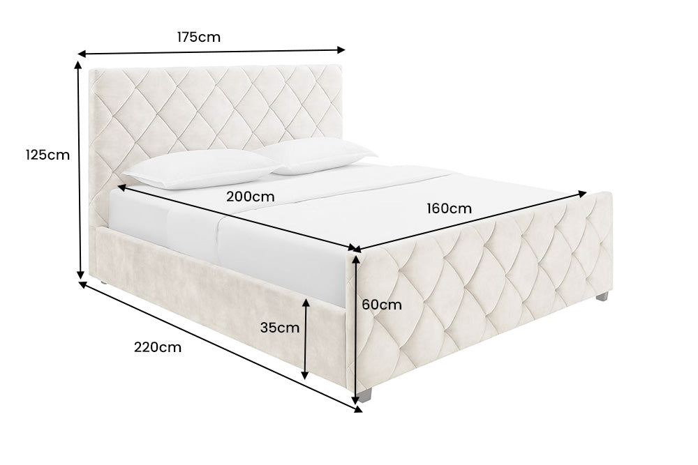 Bett ELYSIUM 160x200cm mit Stauraum Samt champagner