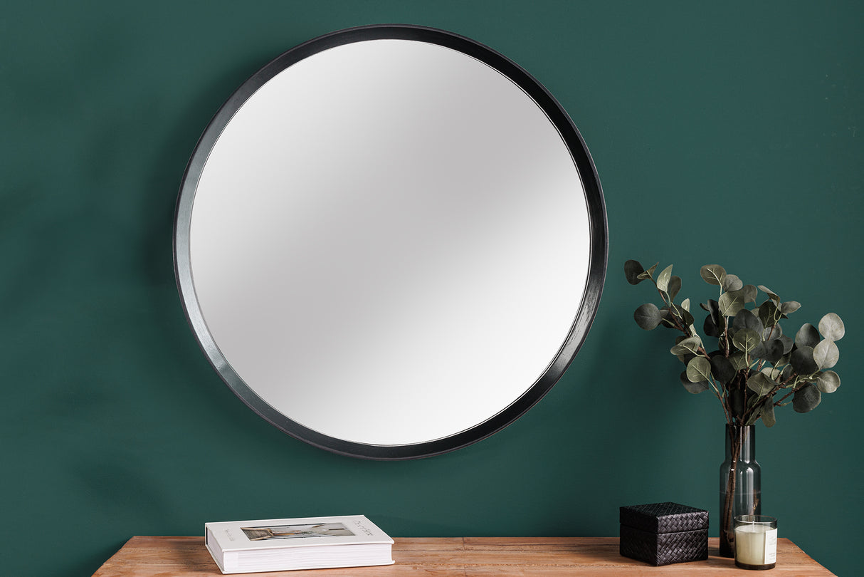 Wall mirror AMSTERDAM 70cm round oak black